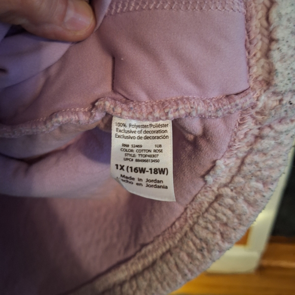 Women's Time & Tru Pinkish Lilac Fleece Teddy Pullover 3/4 Zip Sz 1X - Picture 7 of 12